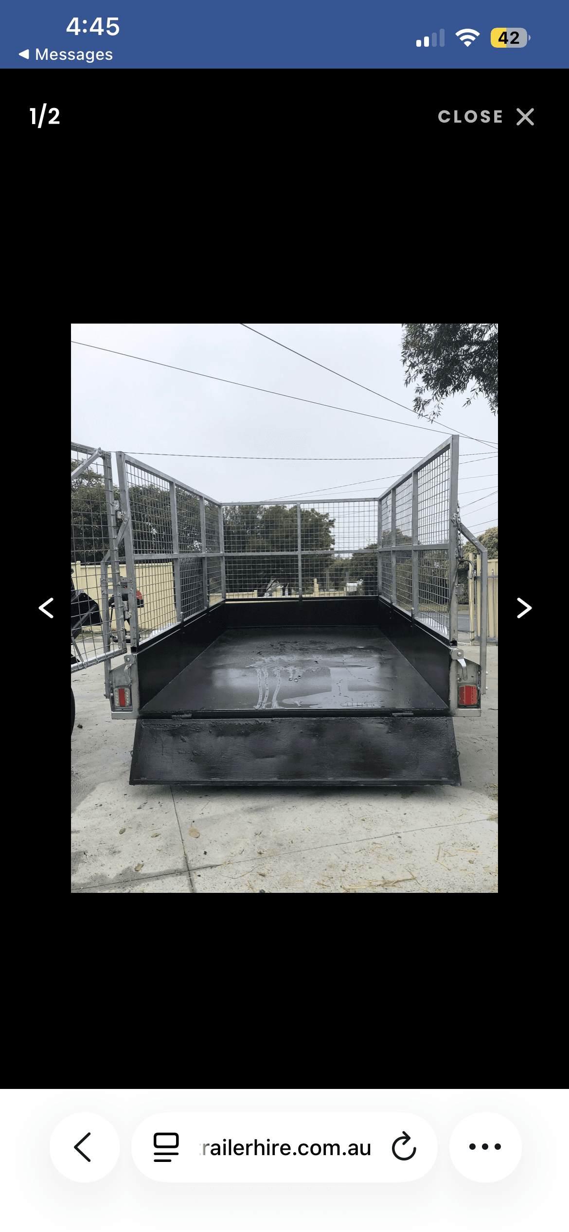 Trailer size it’s bigger then 8x5 8.5x5.5 cage size 2440x1600x1300 with high cage, very good condition. Comes with double adapter flat and round and jockey wheel and spare tyre . Trailer carries up to 600 kg All our trailers are registered, roadworthy, and regularly serviced. All are in excellent condition Please note all our trailers are to be used only in Victoria